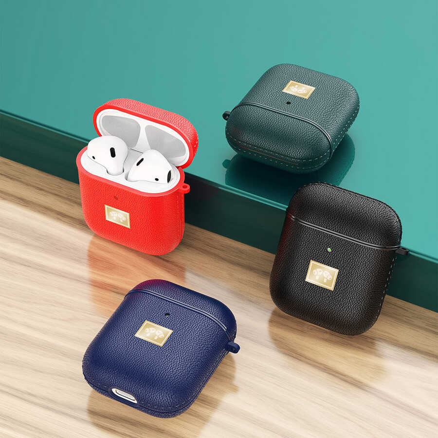 Apple Airpods Kılıf Deri Görünümlü Askı Aparatlı Wlons Kılıf - Görsel 5
