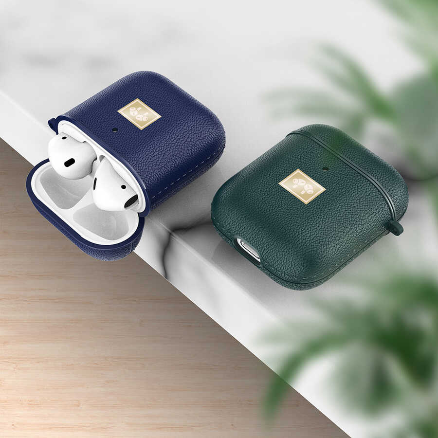Apple Airpods Kılıf Deri Görünümlü Askı Aparatlı Wlons Kılıf - Görsel 6