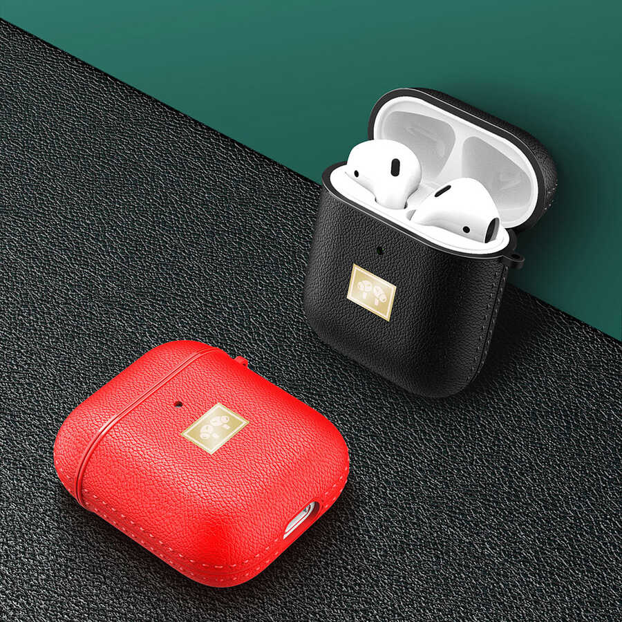 Apple Airpods Kılıf Deri Görünümlü Askı Aparatlı Wlons Kılıf - Görsel 9