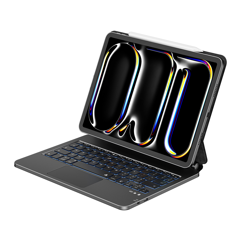 Apple iPad Air 10.9 2022 (5.Nesil) Wiwu MK-003 Gizli Kalem Bölmeli Klavyeli Standlı Kılıf - Görsel 6