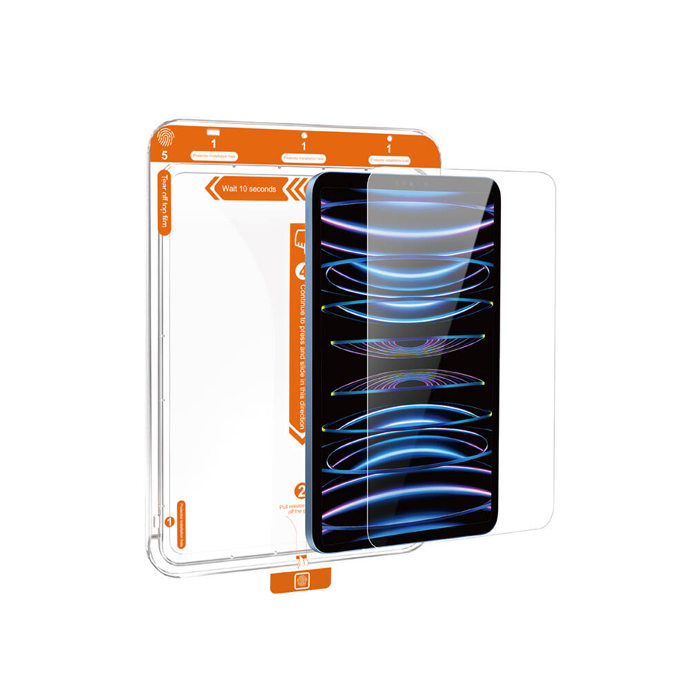 Apple iPad Air 10.9 2022 (5.Nesil) Wiwu Wi-GQ002 iVista 5 Katmanlı Temperli Cam Ekran Koruyucu + Kolay Uygulama Aparatı - Görsel 8