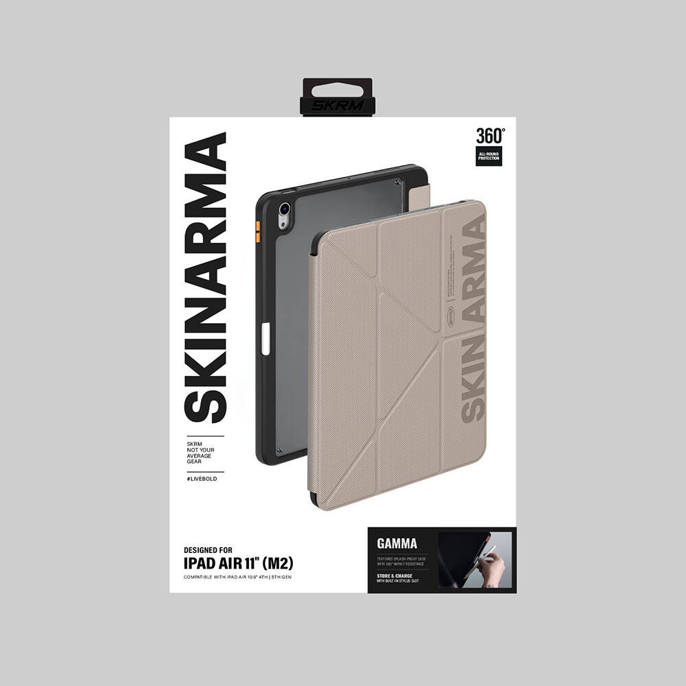 Apple iPad Air 11 2024 Kılıf SkinArma Kabartma Baskı Tasarımlı 360 Tam Koruma Arkası Şeffaf Standlı Gamma Kılıf - Görsel 13