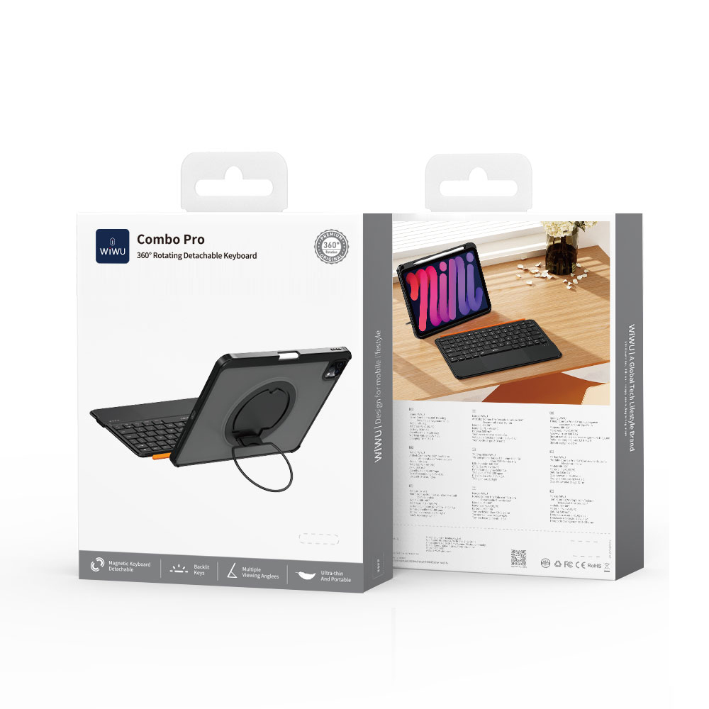 Apple iPad Air 13 2024 Wiwu MK-007 Combo Pro Kalem Bölmeli Klavyeli Standlı Kılıf