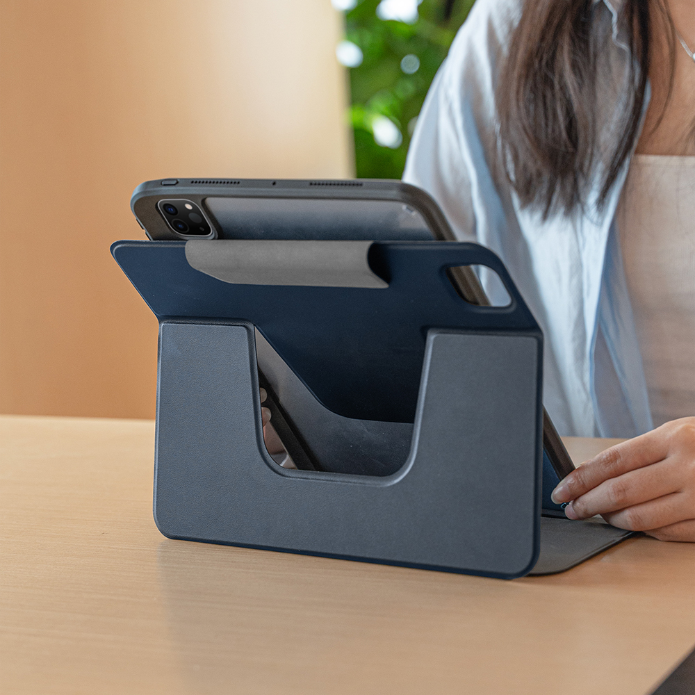 Apple iPad Pro 11 2024 Raptic Spin Detachable Folio PU Ayrılabilir Kalem Bölmeli Standlı Kılıf - Görsel 26