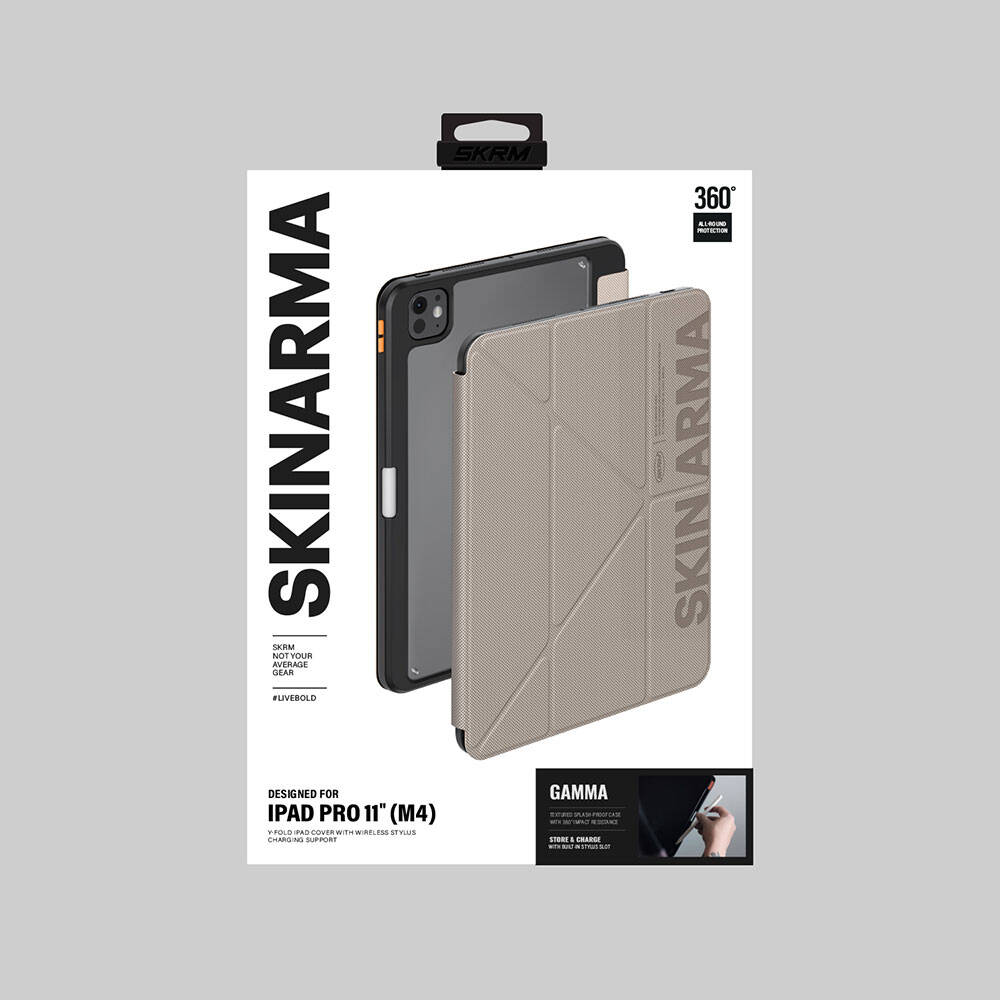 Apple iPad Pro 11 2025 M5 Kılıf SkinArma Kabartma Baskı Tasarımlı 360 Tam Koruma Arkası Şeffaf Standlı Gamma Kılıf - Görsel 6
