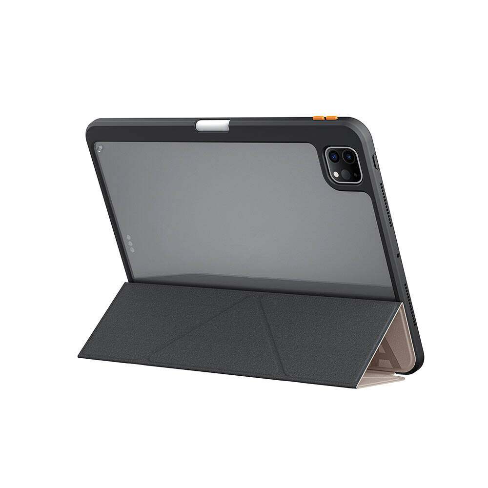 Apple iPad Pro 11 2025 M5 Kılıf SkinArma Kabartma Baskı Tasarımlı 360 Tam Koruma Arkası Şeffaf Standlı Gamma Kılıf - Görsel 3