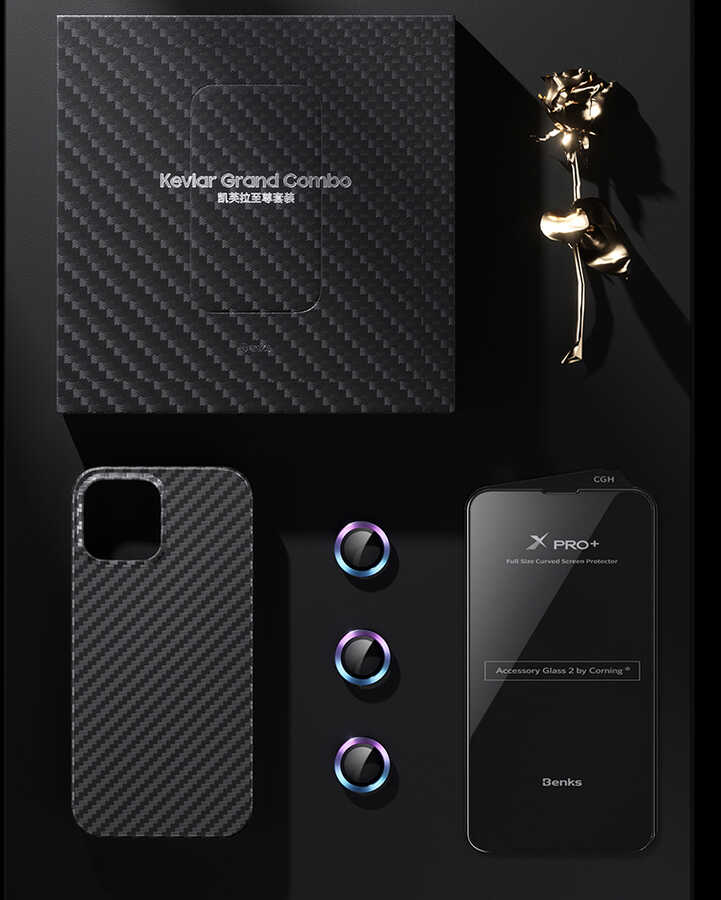 Apple iPhone 13 Pro Max Kılıf Benks Aramid M-safe 3 in 1 Set