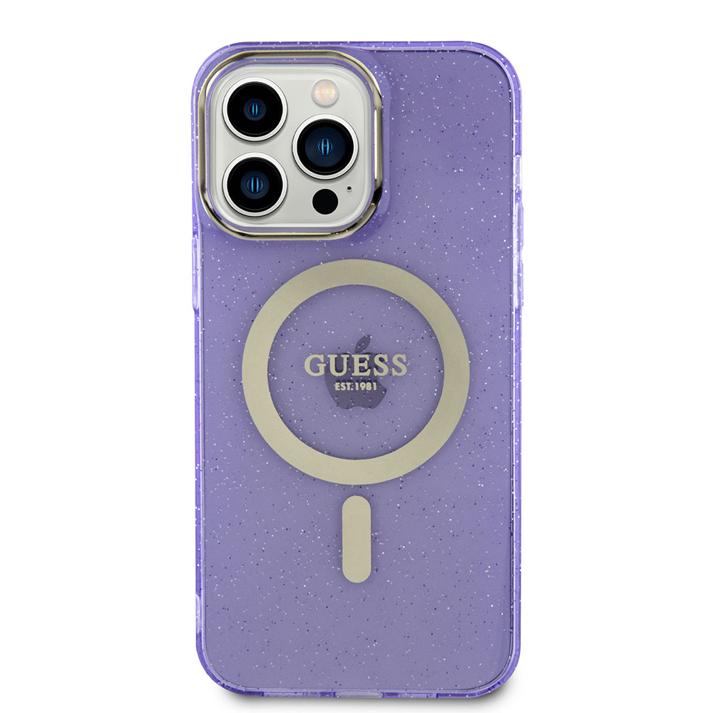 Apple iPhone 13 Pro Max Kılıf GUESS M-safe Şarj Özellikli Glitter Kapak