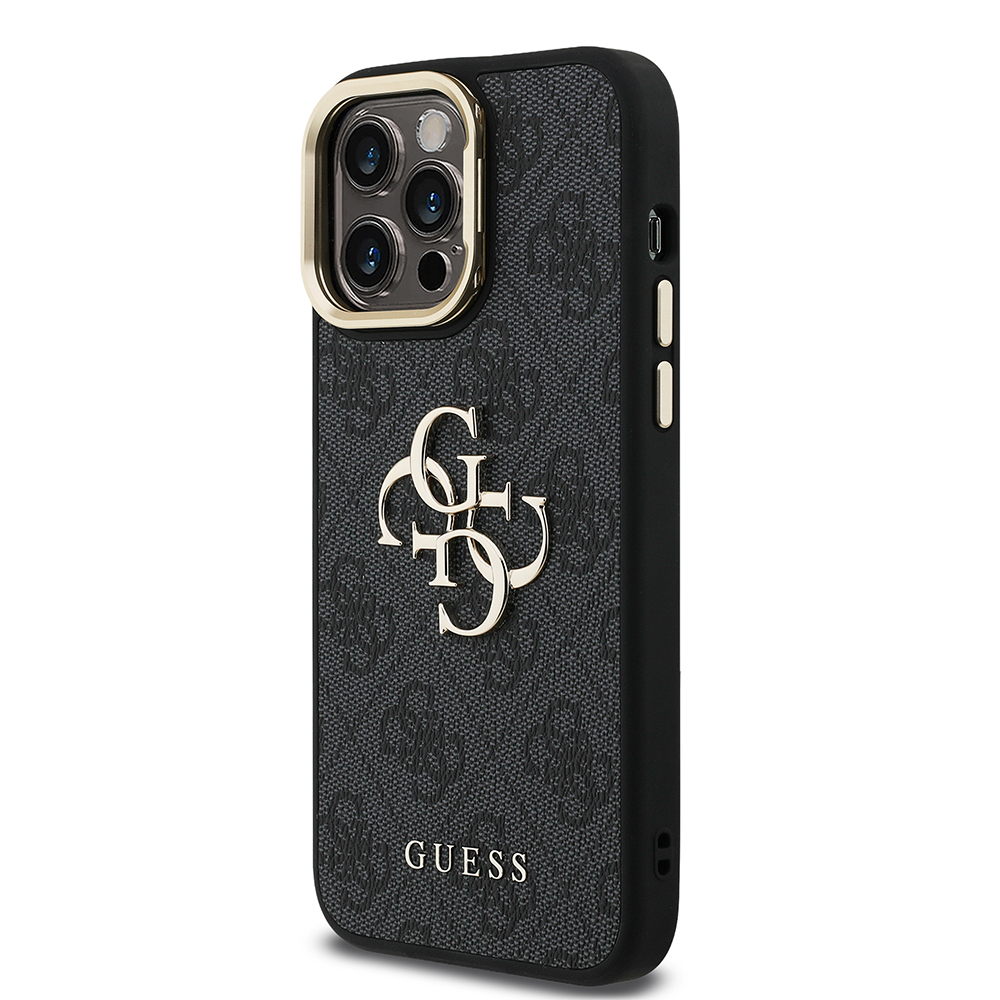 Apple iPhone 13 Pro Max Kılıf Guess Orjinal Lisanslı PU Deri 4G Desenli Metal Büyük 4G ve Yazı Logolu Kamera Standlı Kapak - Görsel 16