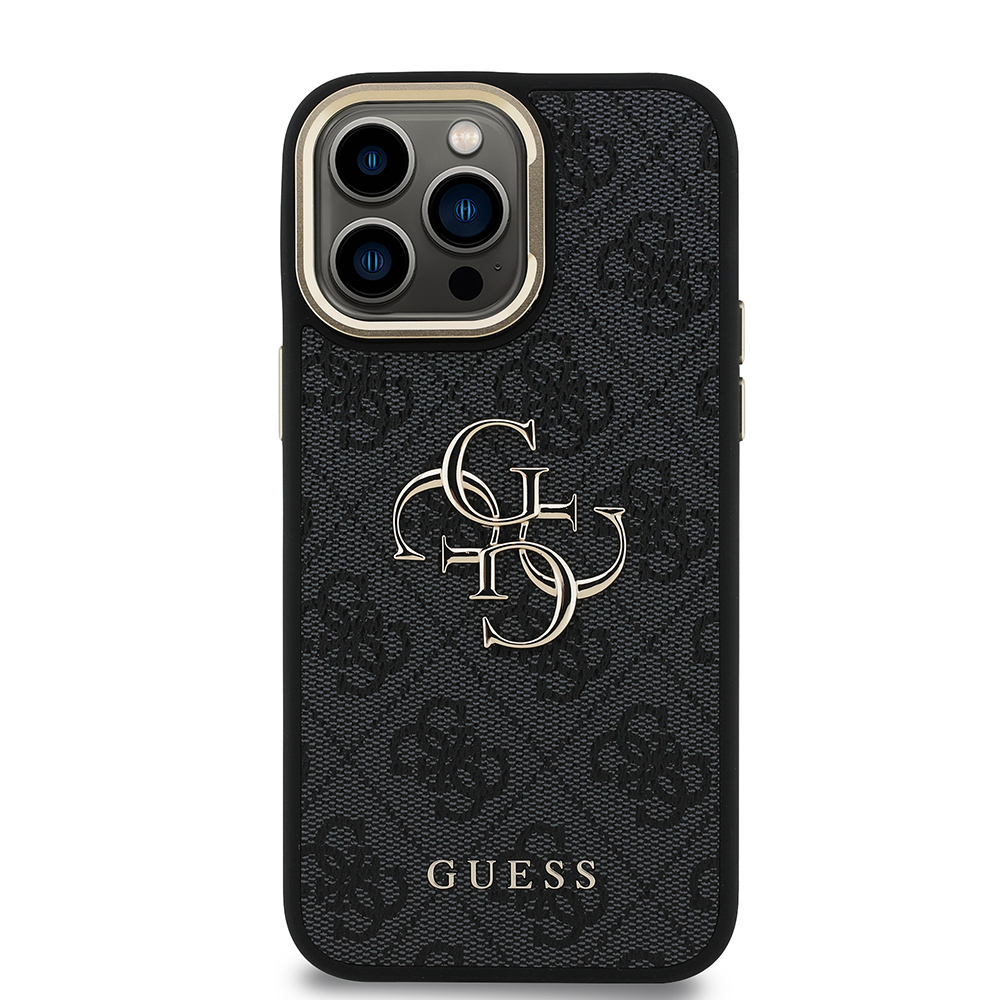 Apple iPhone 13 Pro Max Kılıf Guess Orjinal Lisanslı PU Deri 4G Desenli Metal Büyük 4G ve Yazı Logolu Kamera Standlı Kapak - Görsel 17