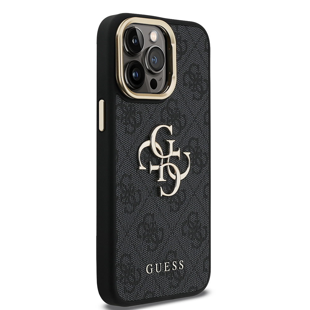 Apple iPhone 13 Pro Max Kılıf Guess Orjinal Lisanslı PU Deri 4G Desenli Metal Büyük 4G ve Yazı Logolu Kamera Standlı Kapak - Görsel 18