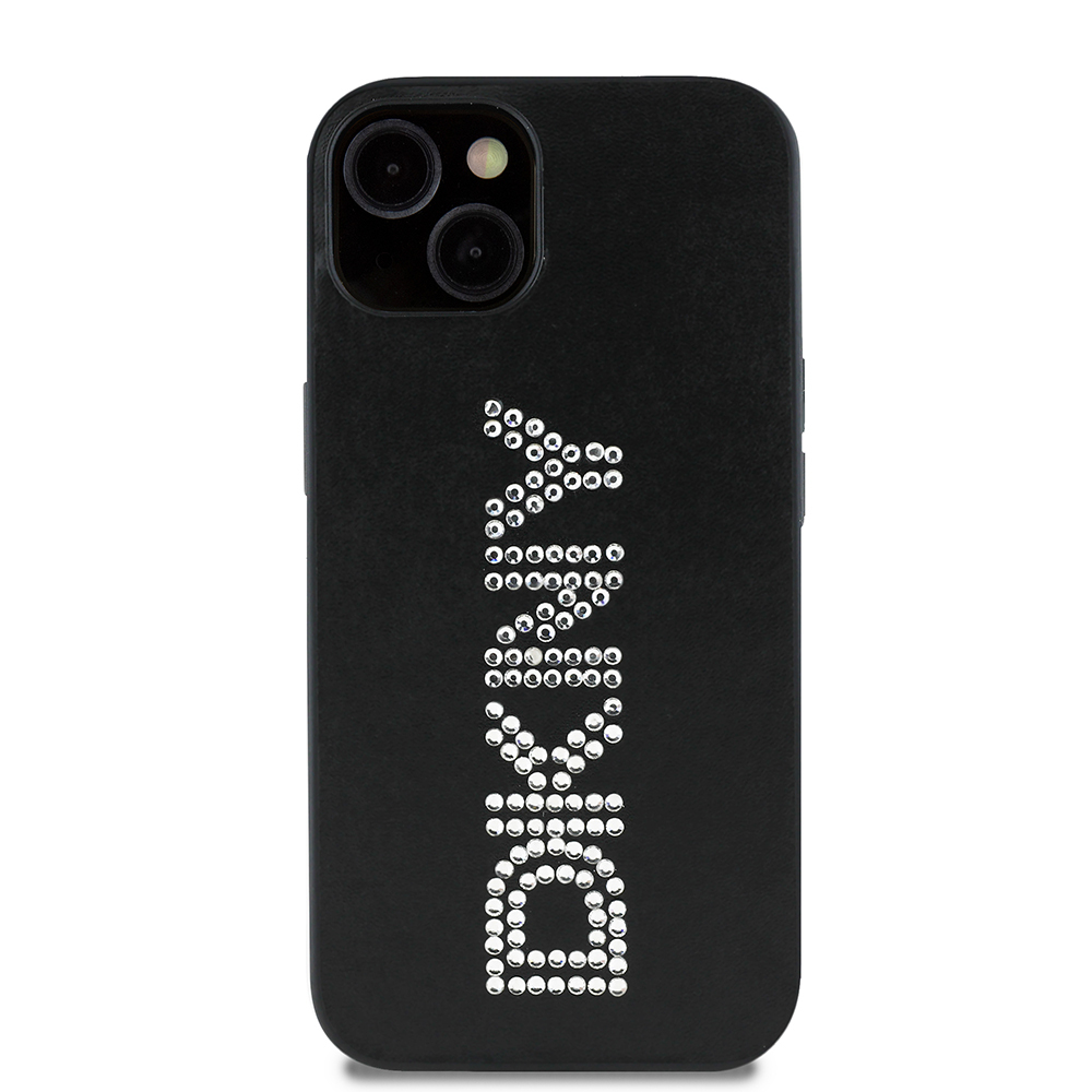 Apple iPhone 14 Kılıf DKNY Orjinal Lisanslı Taşlı DKNY Yazılı Metalik Rhinestones PU Deri Kapak