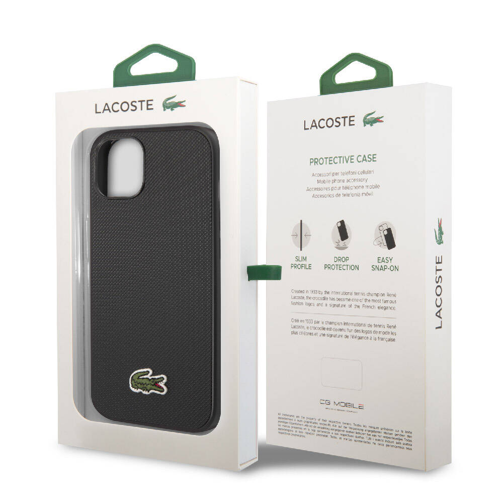Apple iPhone 14 Kılıf Lacoste Orjinal Lisanslı PU Pike Desenli Arka Yüzey İkonik Timsah Dokuma Logolu Kapak - Görsel 8