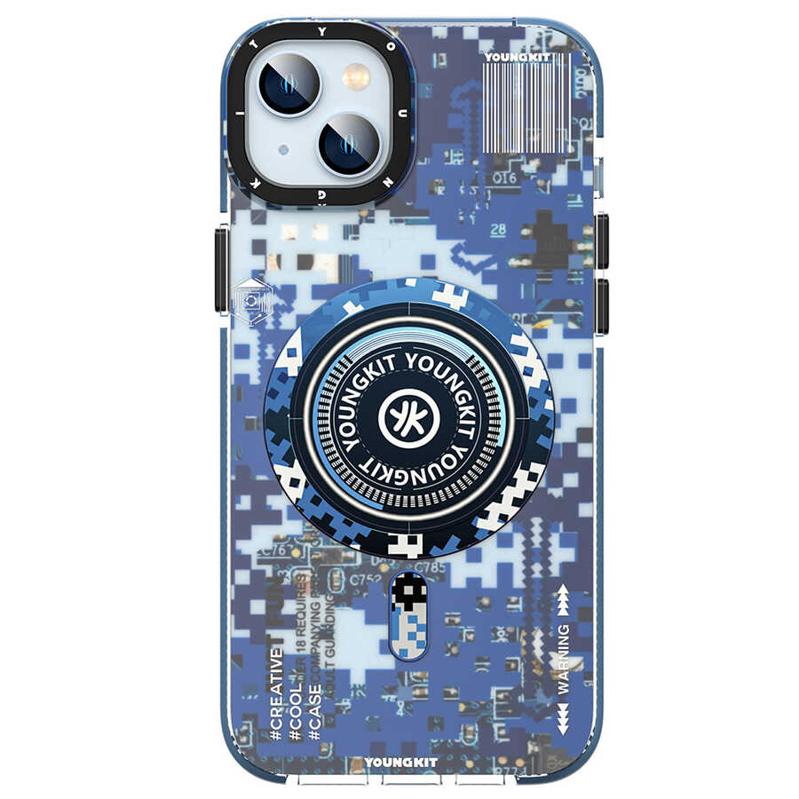 Apple iPhone 14 Kılıf M-safe Şarj Özellikli YoungKit Kamuflaj Serisi Kapak