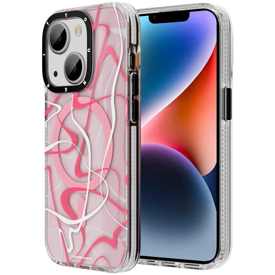 Apple iPhone 14 Kılıf M-safe Şarj Özellikli Youngkit Water-Ink Serisi Kapak