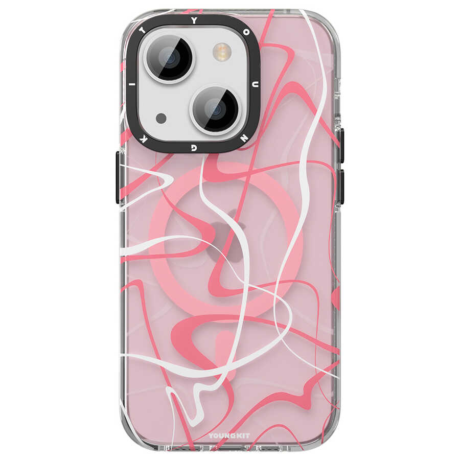 Apple iPhone 14 Kılıf M-safe Şarj Özellikli Youngkit Water-Ink Serisi Kapak - Görsel 2