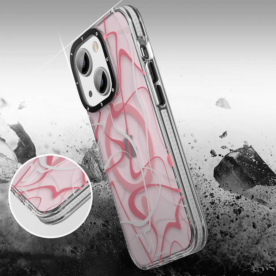 Apple iPhone 14 Kılıf M-safe Şarj Özellikli Youngkit Water-Ink Serisi Kapak - Görsel 6