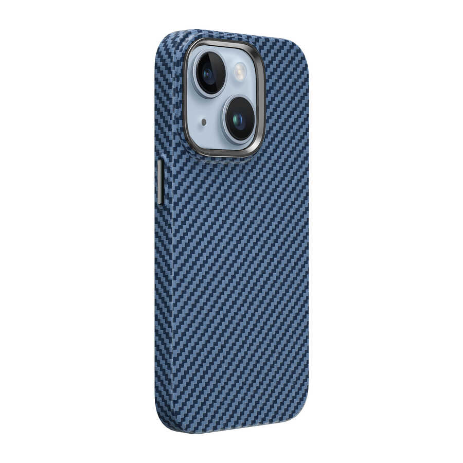 Apple iPhone 14 Kılıf ​​​​​Wiwu Karbon Fiber Görünümlü M-safe Wireless Şarj Özellikli Kabon Kapak