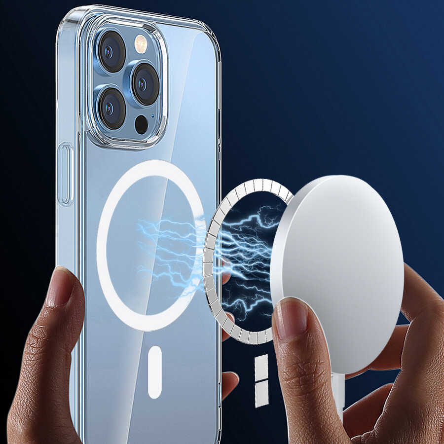 Apple iPhone 14 Plus Wiwu M-safe Şarj Özellikli Lens Korumalı Şeffaf Silikon Kapak