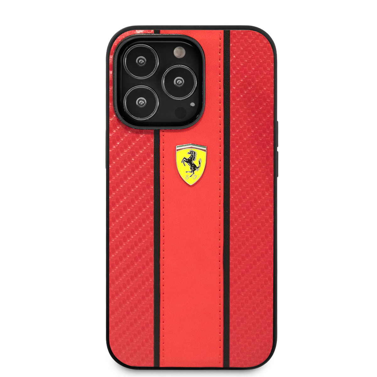 Apple iPhone 14 Pro Kılıf Ferrari PU Deri Ve Karbon Dizayn Kapak - Görsel 3