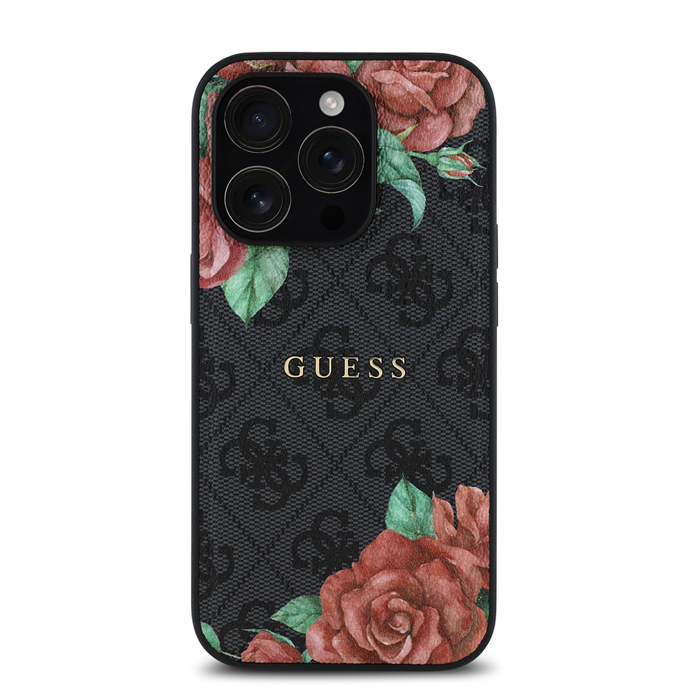 Apple iPhone 14 Pro Kılıf Guess Orjinal Lisanslı M-safe Şarj Özellikli Gül Baskılı 4G Desenli Yazı Logolu Kapak - Görsel 3