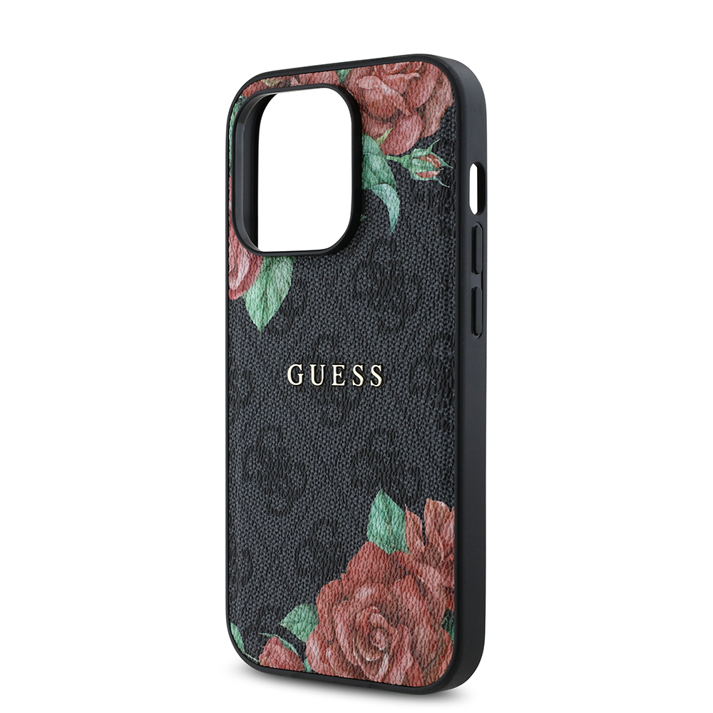 Apple iPhone 14 Pro Kılıf Guess Orjinal Lisanslı M-safe Şarj Özellikli Gül Baskılı 4G Desenli Yazı Logolu Kapak - Görsel 6