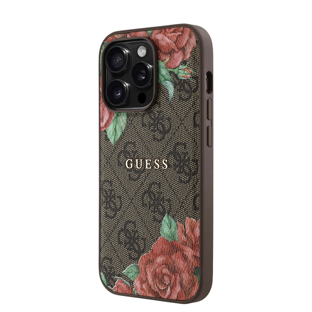 Apple iPhone 14 Pro Kılıf Guess Orjinal Lisanslı M-safe Şarj Özellikli Gül Baskılı 4G Desenli Yazı Logolu Kapak - Görsel 9