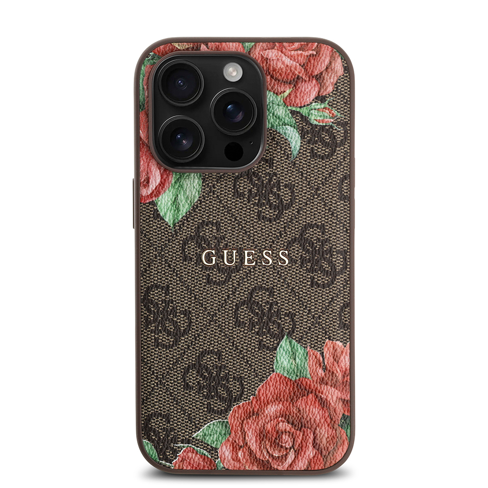 Apple iPhone 14 Pro Kılıf Guess Orjinal Lisanslı M-safe Şarj Özellikli Gül Baskılı 4G Desenli Yazı Logolu Kapak - Görsel 10