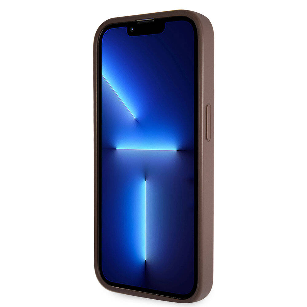 Apple iPhone 14 Pro Kılıf Guess Orjinal Lisanslı PU Deri Taşlı Üçgen Logo 4G Desenli Kapak - Görsel 4