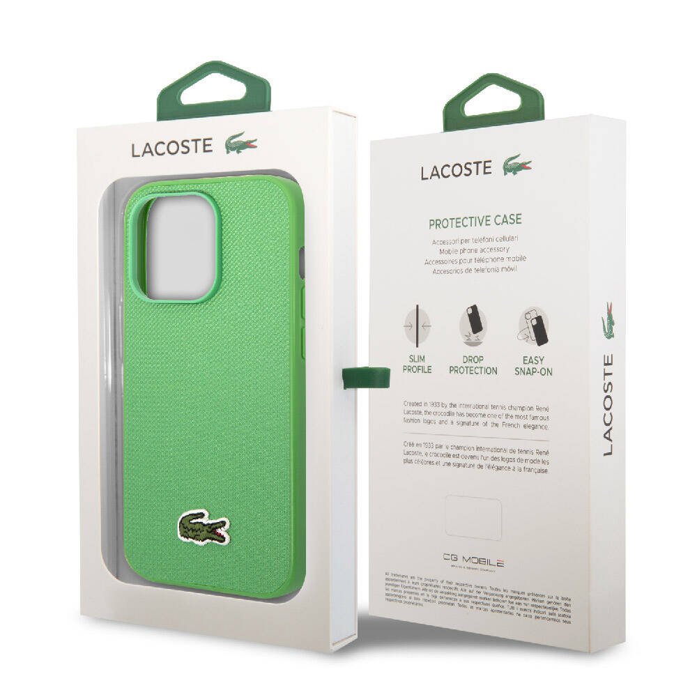 Apple iPhone 14 Pro Kılıf Lacoste Orjinal Lisanslı PU Pike Desenli Arka Yüzey İkonik Timsah Dokuma Logolu Kapak - Görsel 15