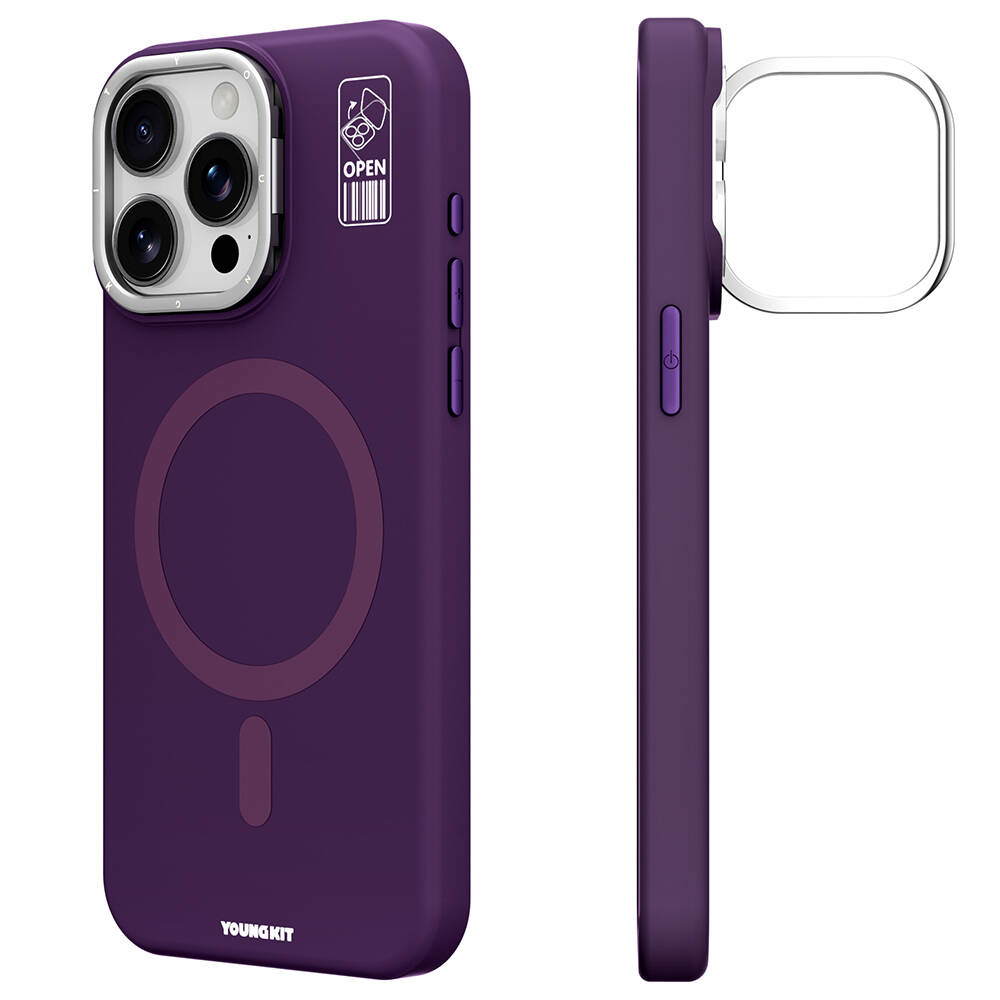 Apple iPhone 14 Pro Kılıf M-safe Şarj Özellikli Kamera Standlı Youngkit Bitty Cream Kapak