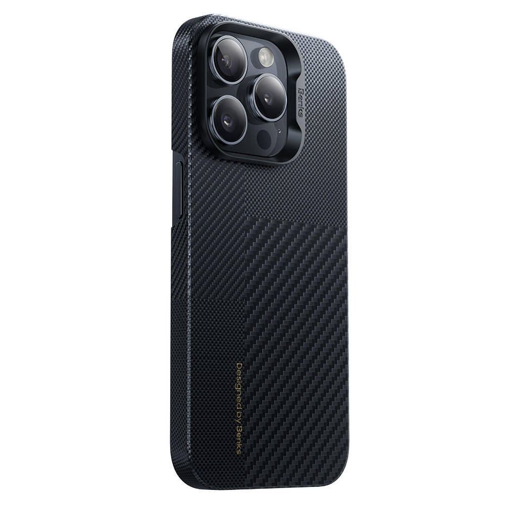 Apple iPhone 14 Pro Kılıf M-safe Şarj Özellikli Karbon Fiber Benks Montage ArmorAir Kevlar Kapak