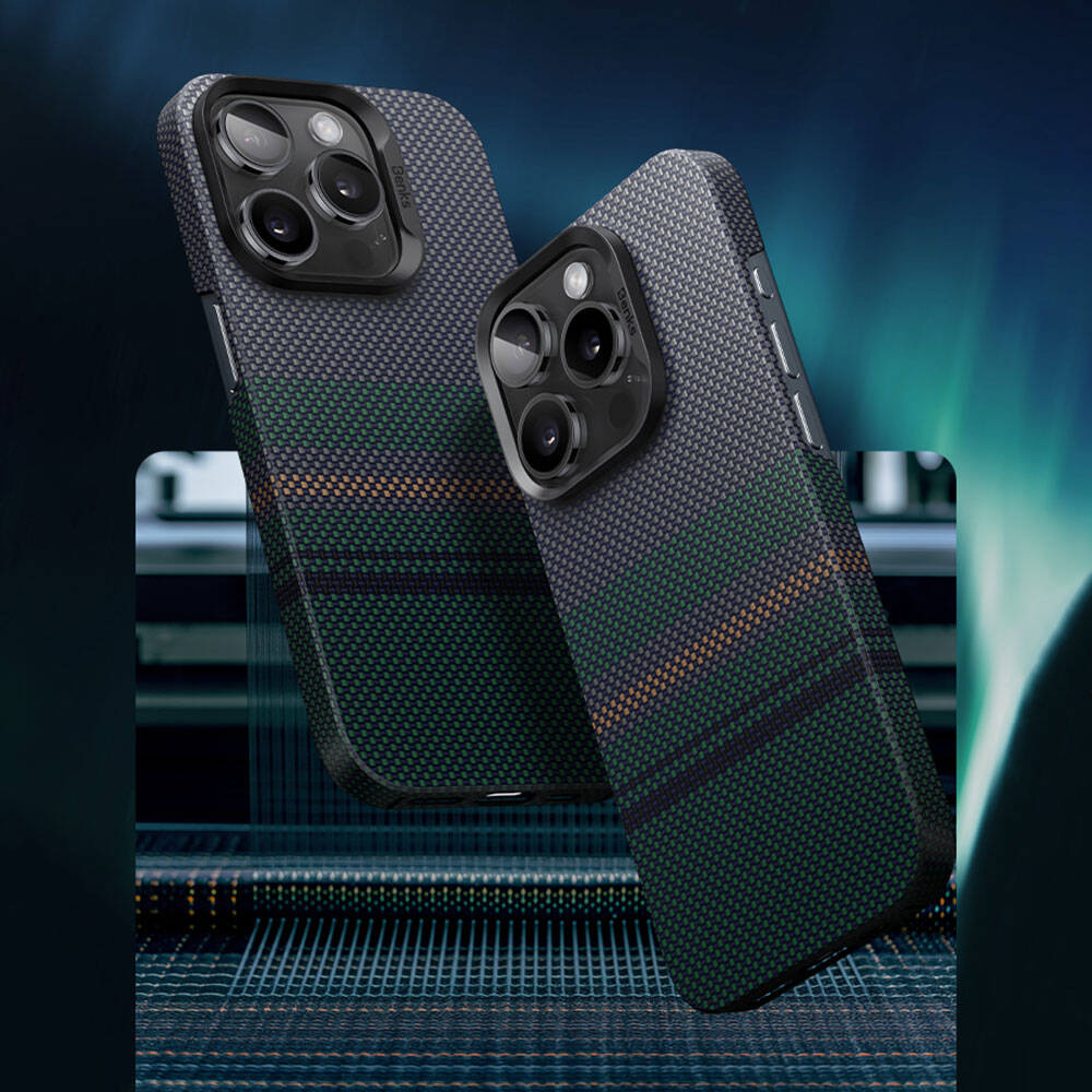 Apple iPhone 14 Pro Kılıf M-safe Şarj Özellikli Karbon Fiber Tasarımlı Benks Aurora ArmorAir Kevlar Kapak - Görsel 9