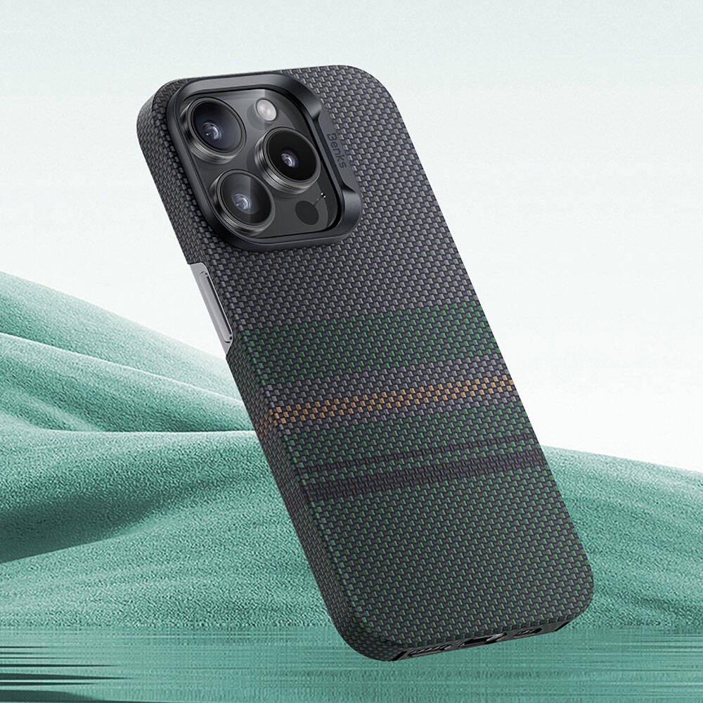 Apple iPhone 14 Pro Kılıf M-safe Şarj Özellikli Karbon Fiber Tasarımlı Benks Aurora ArmorAir Kevlar Kapak - Görsel 11