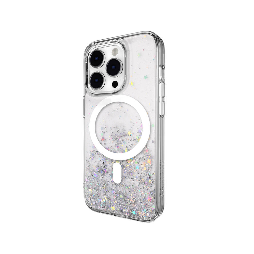 Apple iPhone 14 Pro Kılıf M-safe Şarj Özellikli Parlayan Simli Şeffaf Lisanslı Switcheasy Starfield-M Kapak - Görsel 2