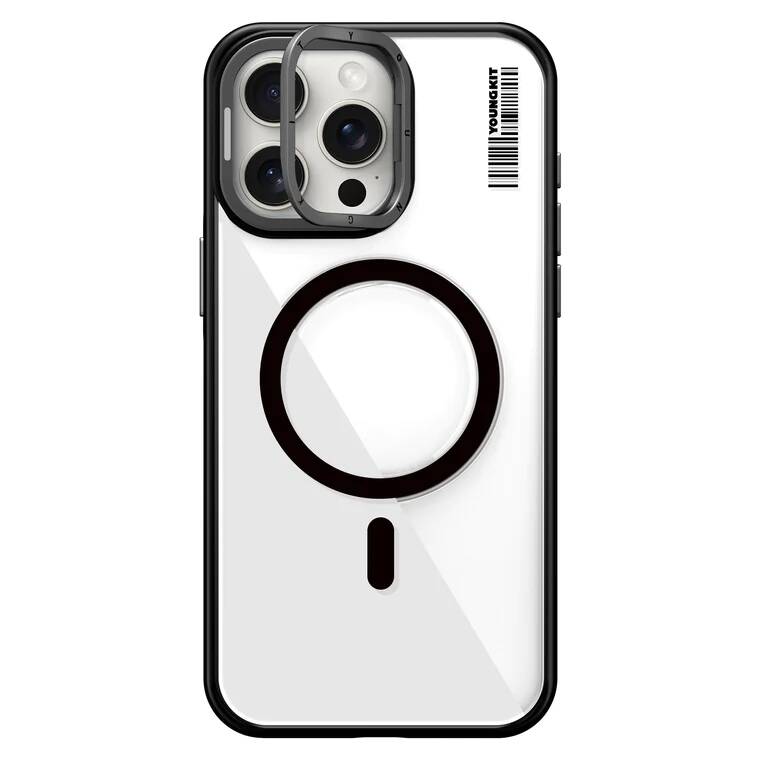 Apple iPhone 14 Pro Kılıf M-safe Şarj Özellikli Sararma Önleyici Youngkit Crystal Grid Kapak