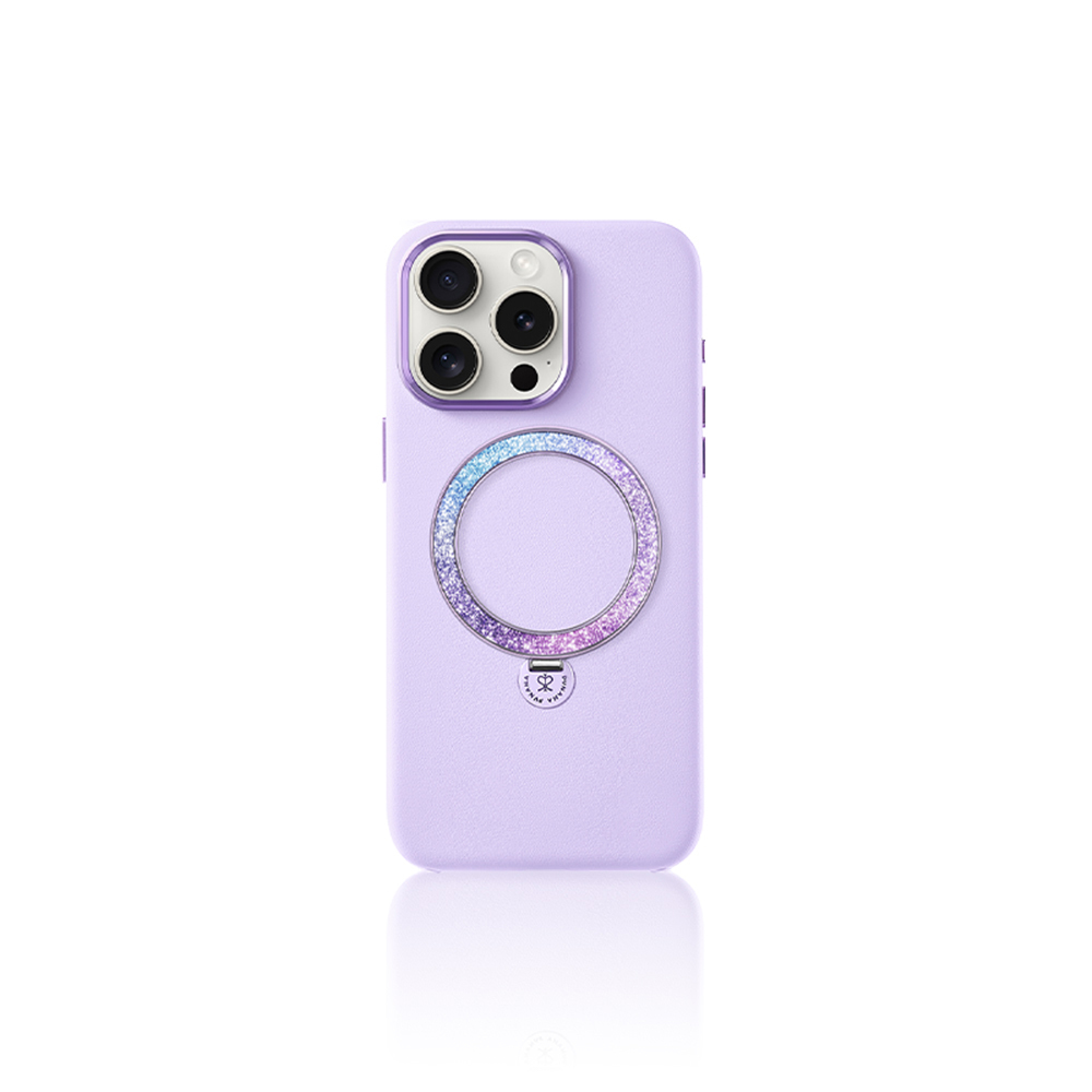 Apple iPhone 14 Pro Kılıf M-safe Şarj Özellikli Standlı Suni Deri Tasarımlı Pynana Dancing Circle Serisi Kapak