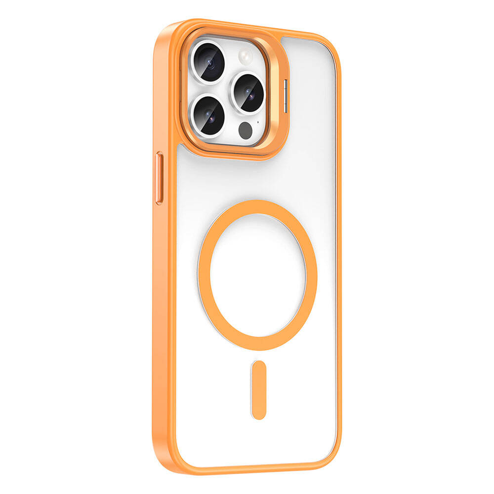 Apple iPhone 14 Pro Kılıf M-safe Şarj Özellikli Standlı Zore M-safe Klon Lensli Kapak - Görsel 2