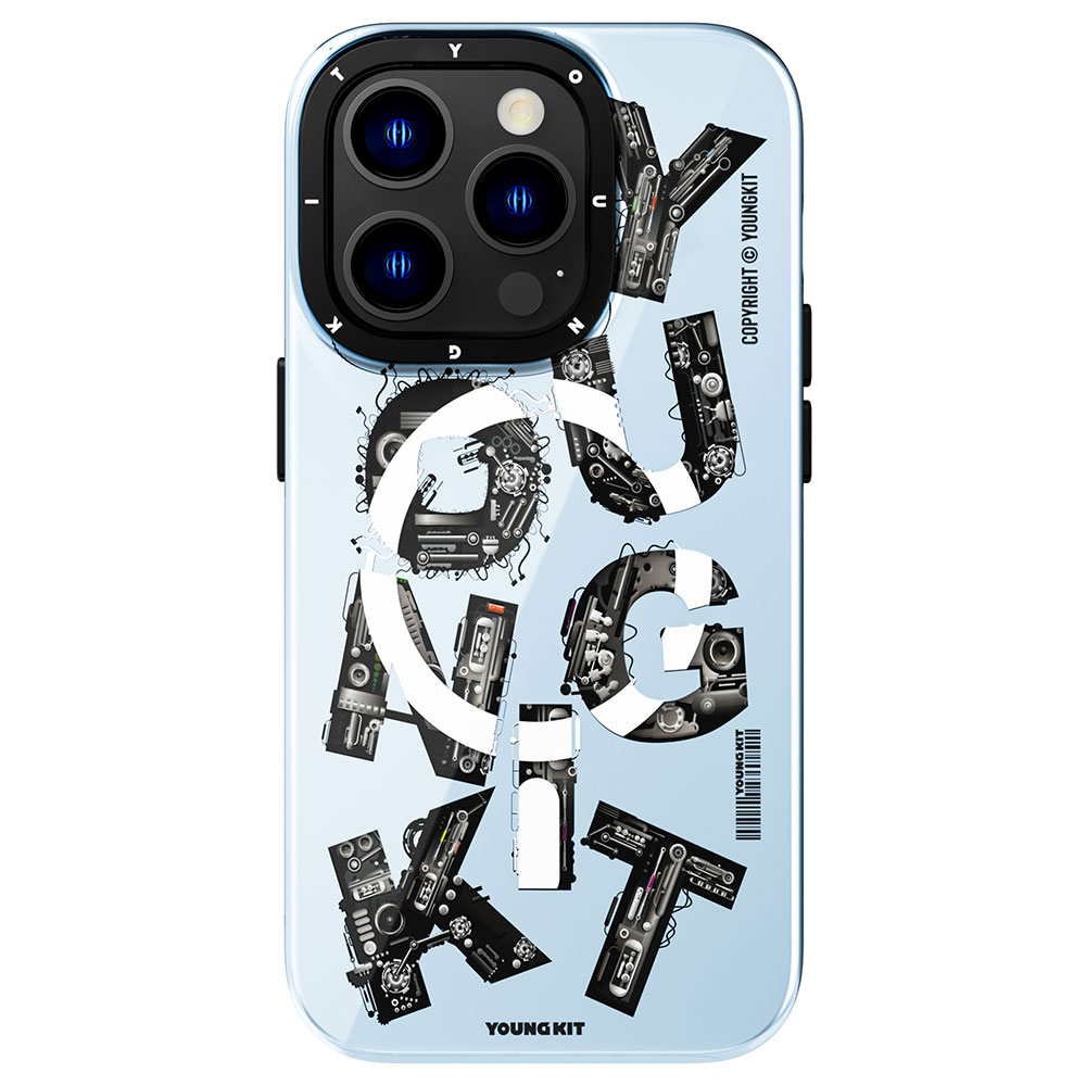 Apple iPhone 14 Pro Kılıf M-safe Şarj Özellikli Yazı Temalı YoungKit Mechanic Serisi Kapak