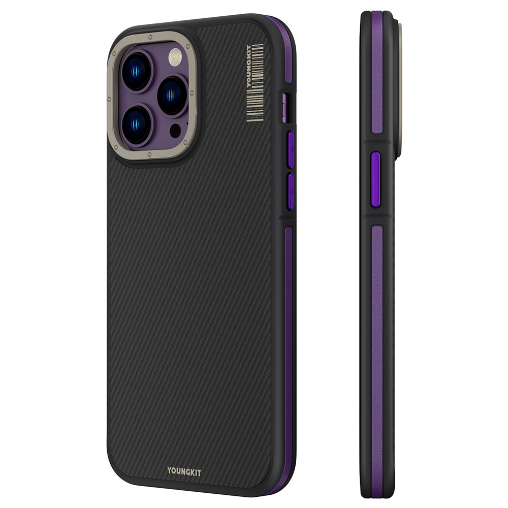 Apple iPhone 14 Pro Kılıf M-safe Şarj Özellikli YoungKit 600D Kevlar Kapak