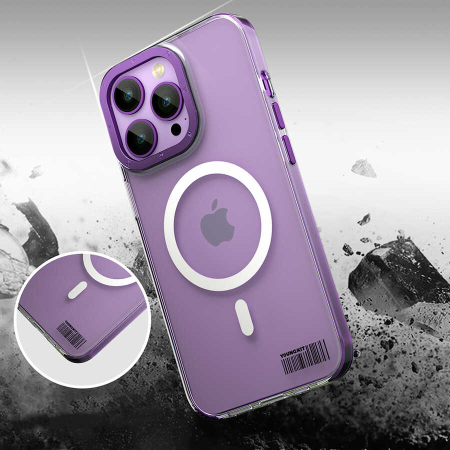 Apple iPhone 14 Pro Kılıf M-safe Şarj Özellikli Youngkit Coloured Glaze Serisi Kapak - Görsel 5