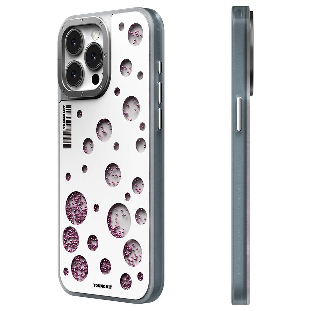Apple iPhone 14 Pro Kılıf M-safe Şarj Özellikli Youngkit Quicksand Beads Serisi Kapak - Görsel 2