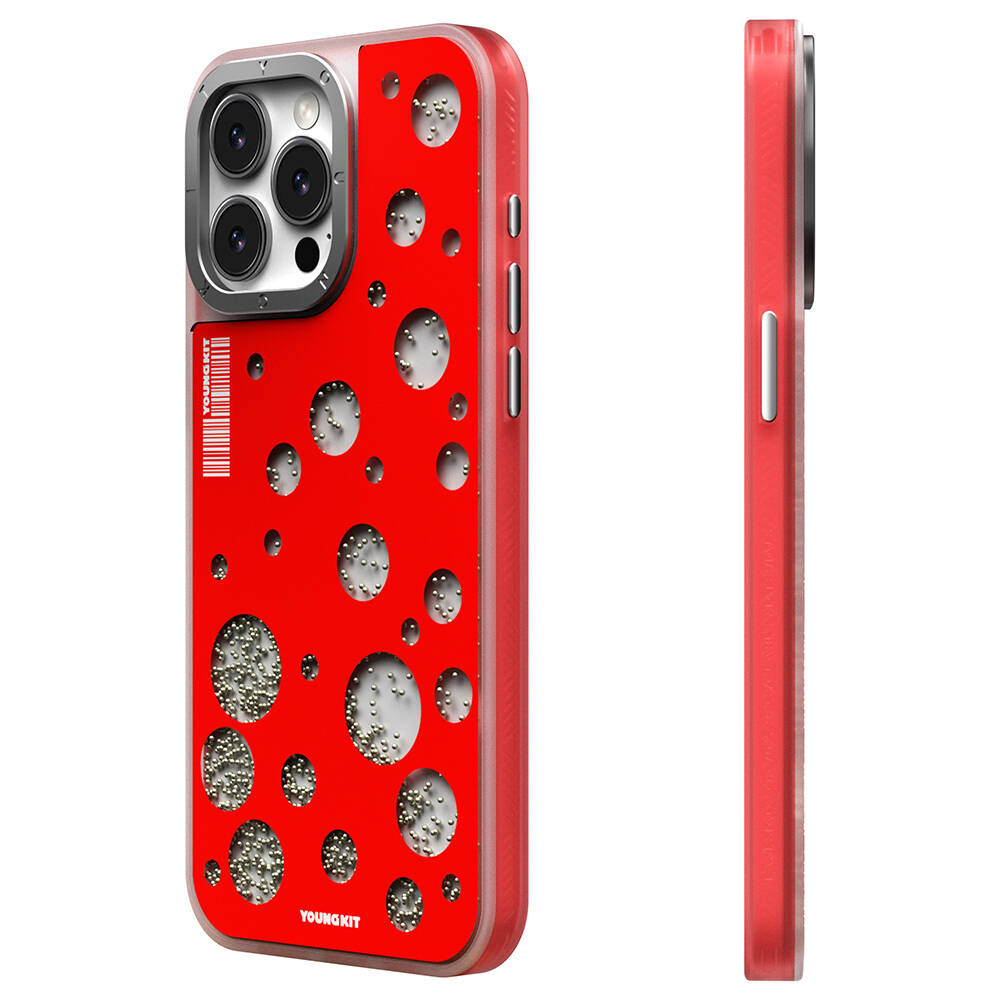 Apple iPhone 14 Pro Kılıf M-safe Şarj Özellikli Youngkit Quicksand Beads Serisi Kapak - Görsel 3