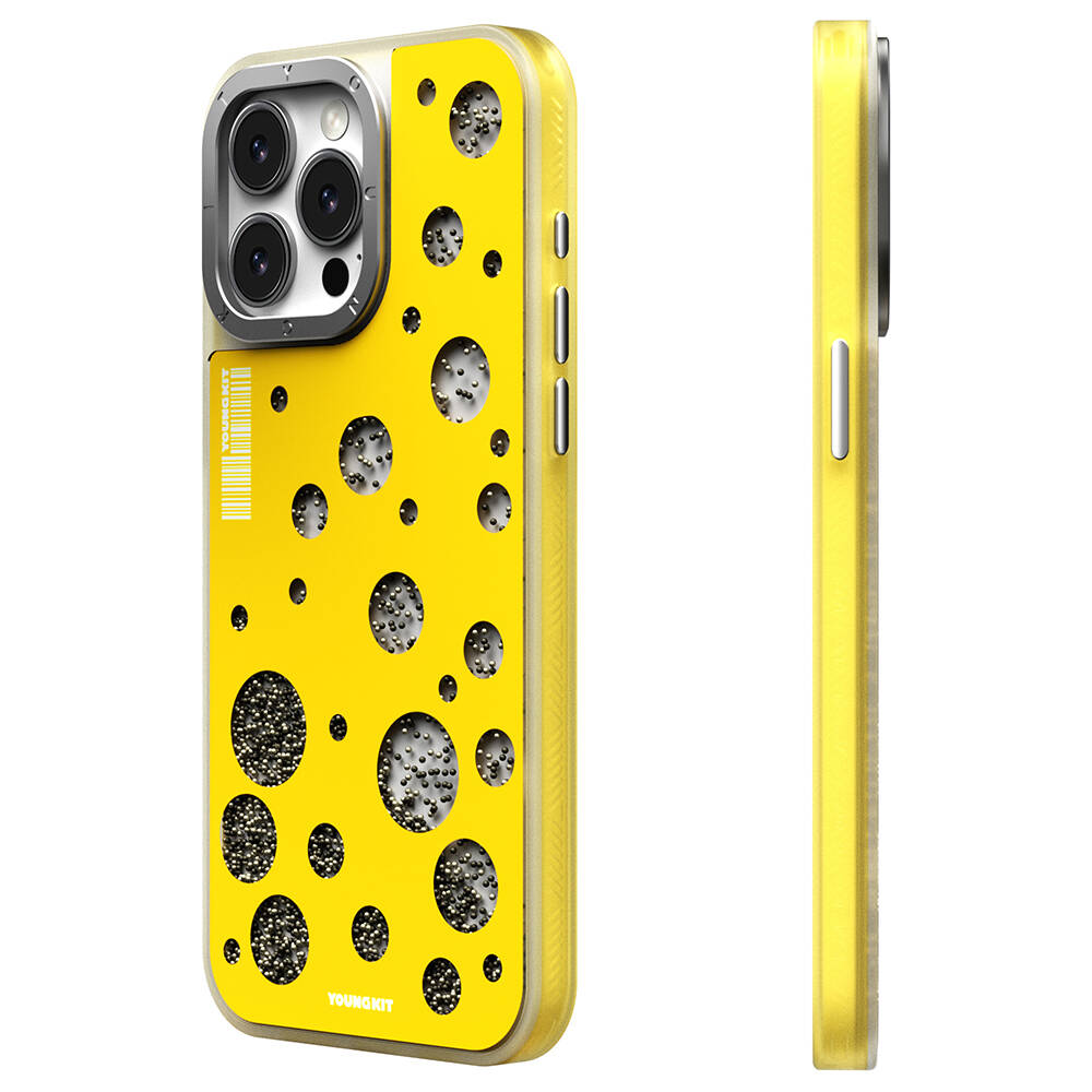 Apple iPhone 14 Pro Kılıf M-safe Şarj Özellikli Youngkit Quicksand Beads Serisi Kapak - Görsel 4