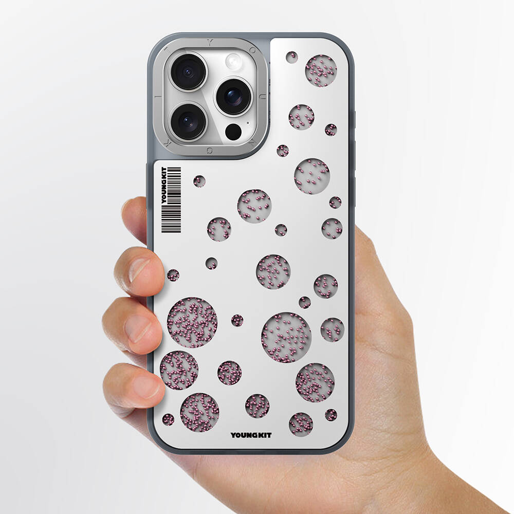 Apple iPhone 14 Pro Kılıf M-safe Şarj Özellikli Youngkit Quicksand Beads Serisi Kapak - Görsel 7