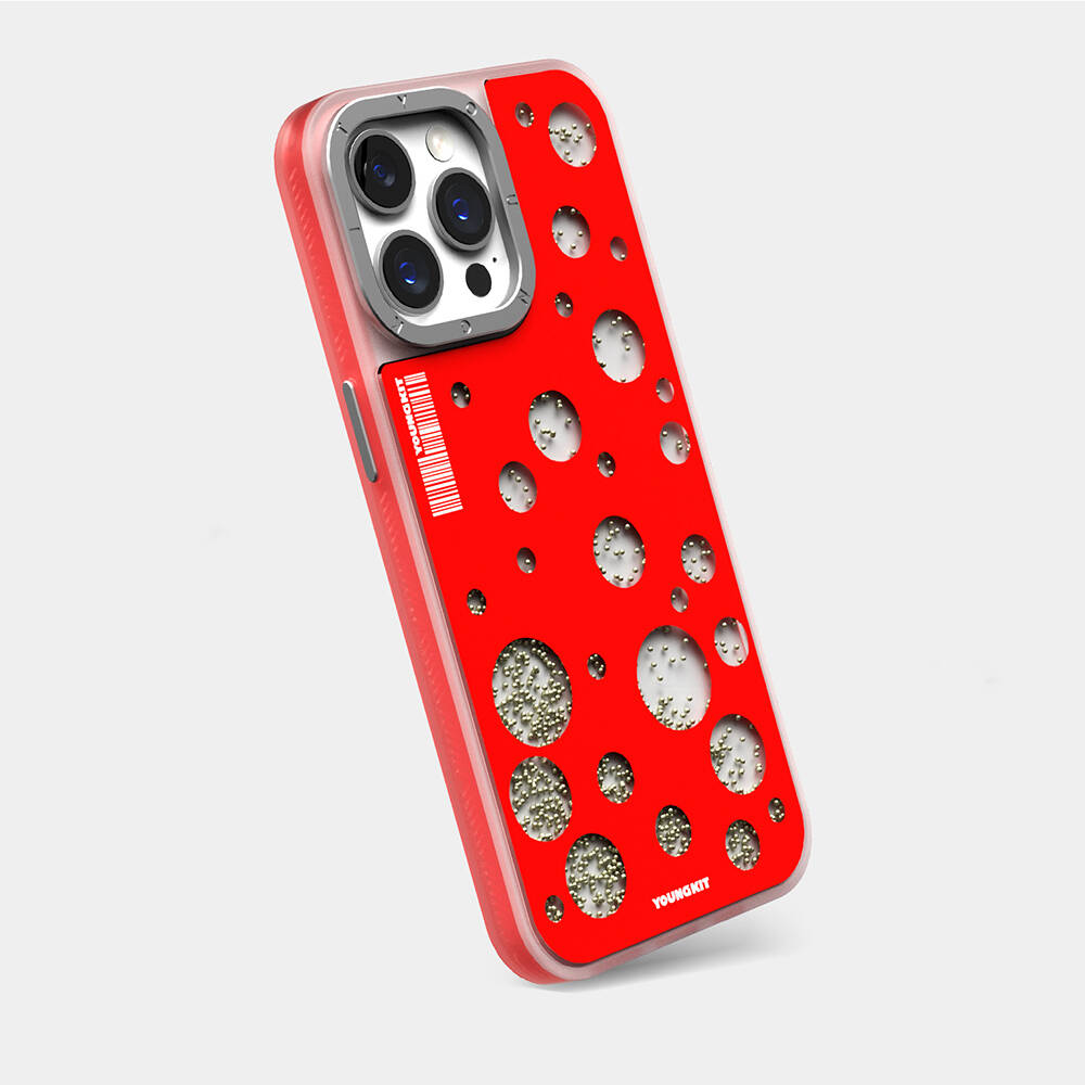 Apple iPhone 14 Pro Kılıf M-safe Şarj Özellikli Youngkit Quicksand Beads Serisi Kapak - Görsel 6