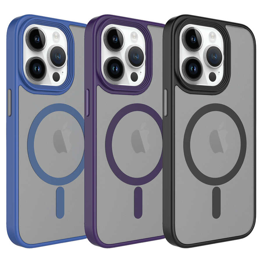 Apple iPhone 14 Pro Kılıf Mat Arka Yüzey Wireless Şarj Özellikli Zore Flet M-safe Kapak - Görsel 2