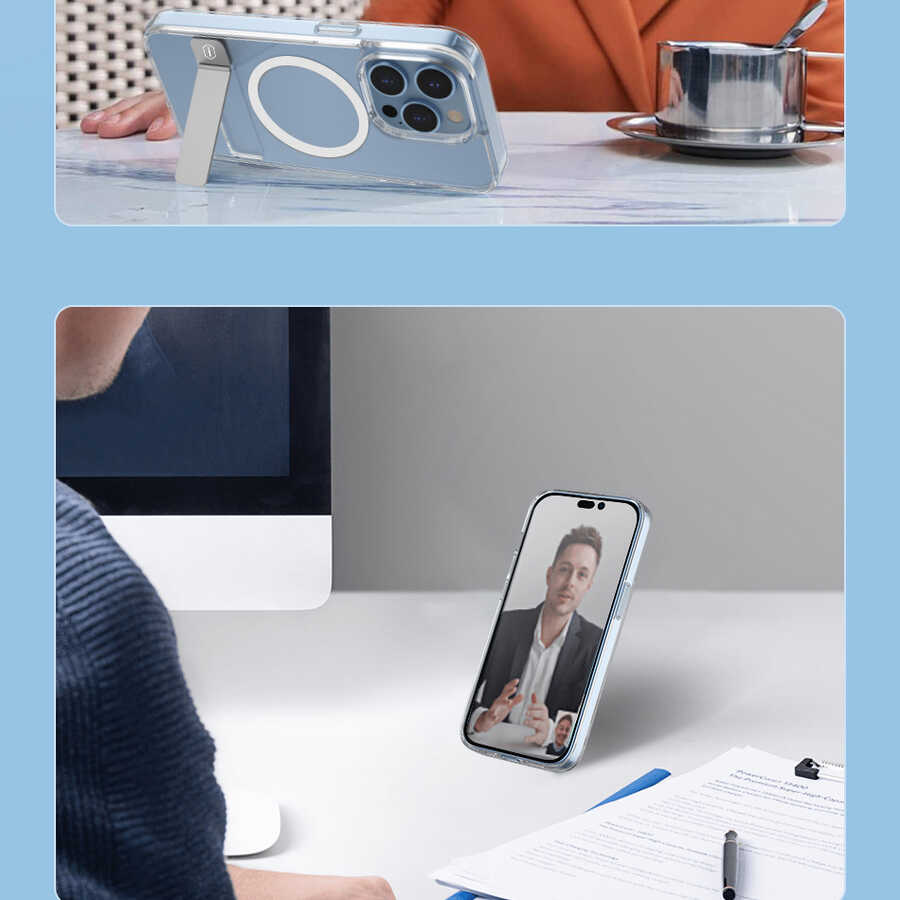 Apple iPhone 14 Pro Kılıf Standlı M-safe Wireless Şarj Özellikli Wiwu Aurora Serisi Kapak - Görsel 6