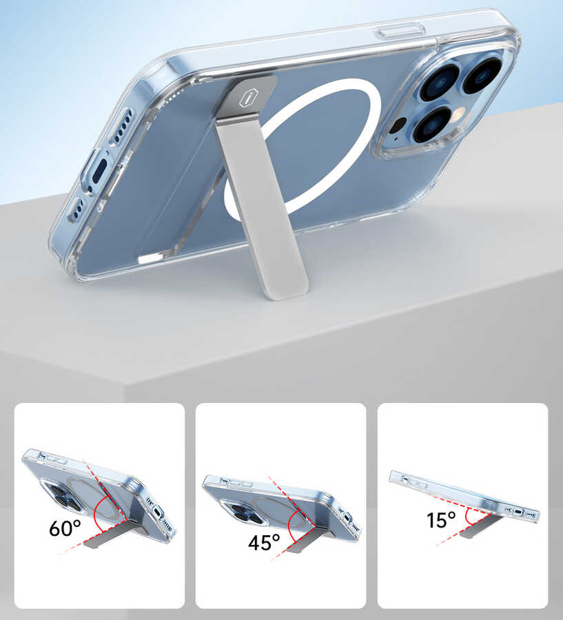 Apple iPhone 14 Pro Kılıf Standlı M-safe Wireless Şarj Özellikli Wiwu Aurora Serisi Kapak - Görsel 3