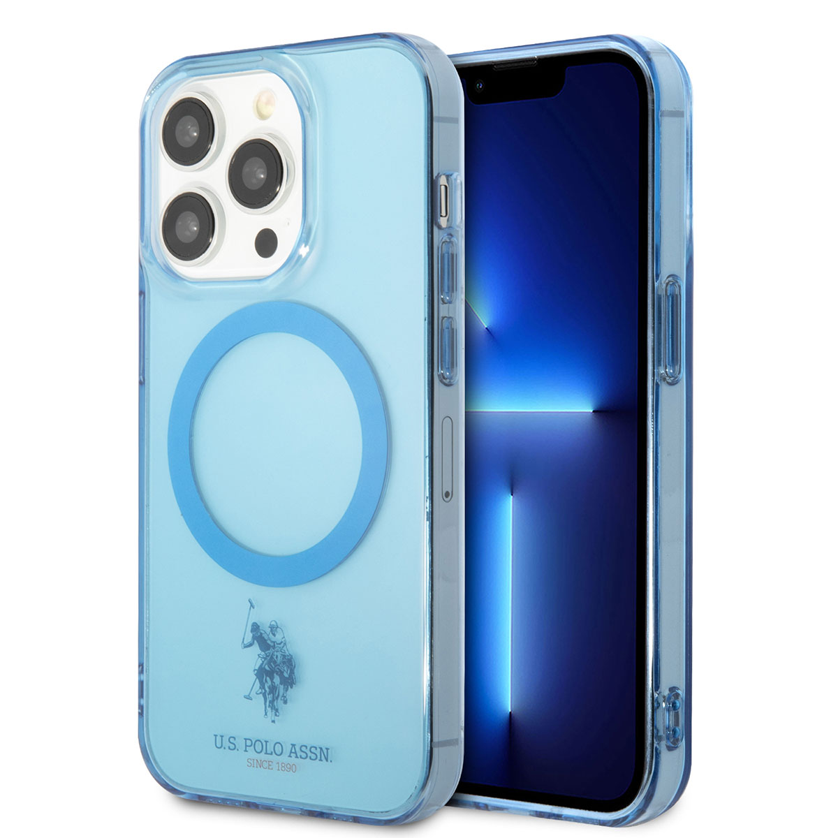 Apple iPhone 14 Pro Kılıf U.S. POLO ASSN. M-safe Şarj Özellikli Transparan Tasarım Kapak